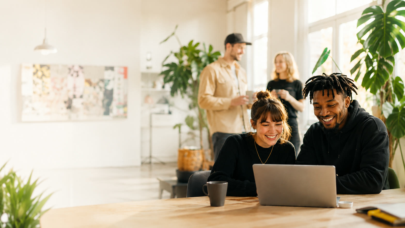 A team collaborating on a new website